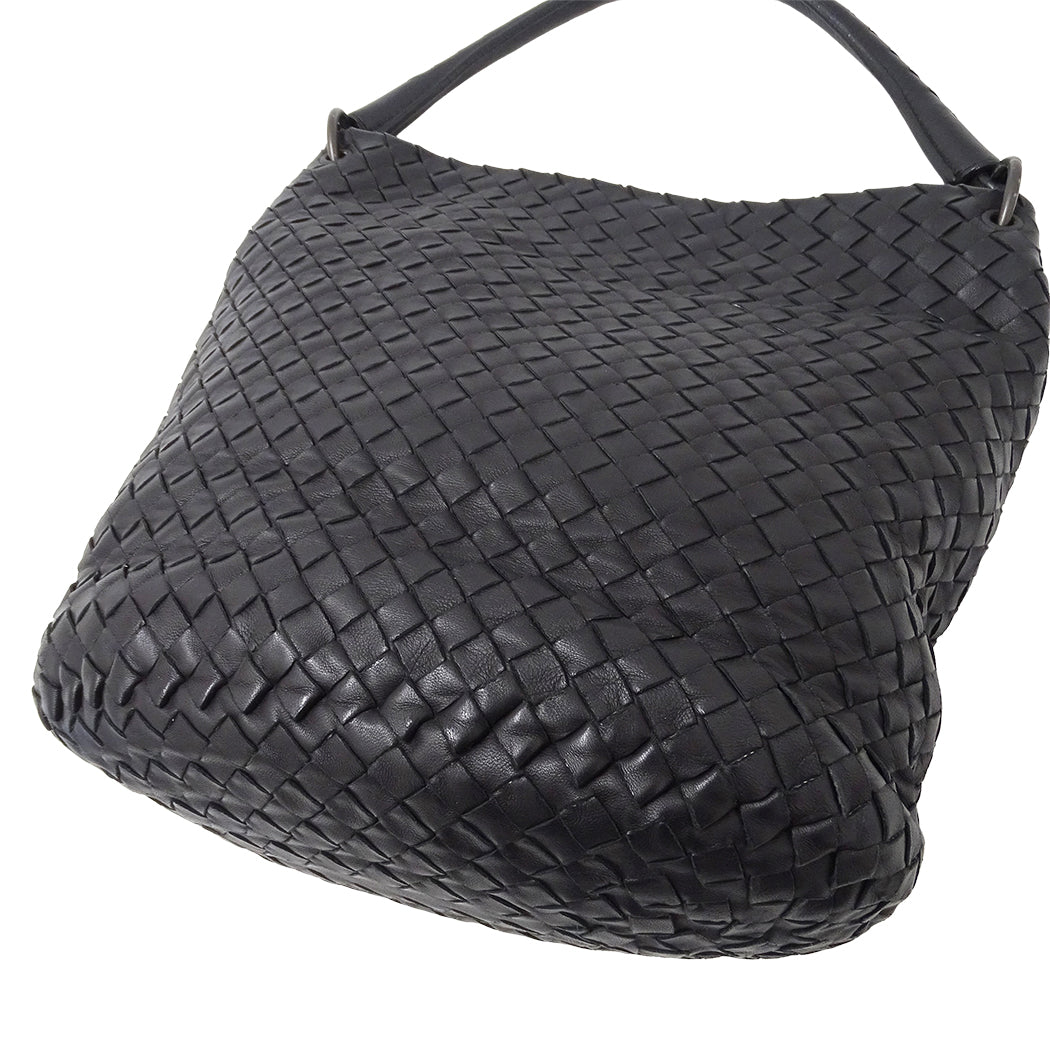 BOTTEGAVENETA ボッテガ・ヴェネタ ハンドバッグ イントレチャート ブラック レザー レディース 【中古】