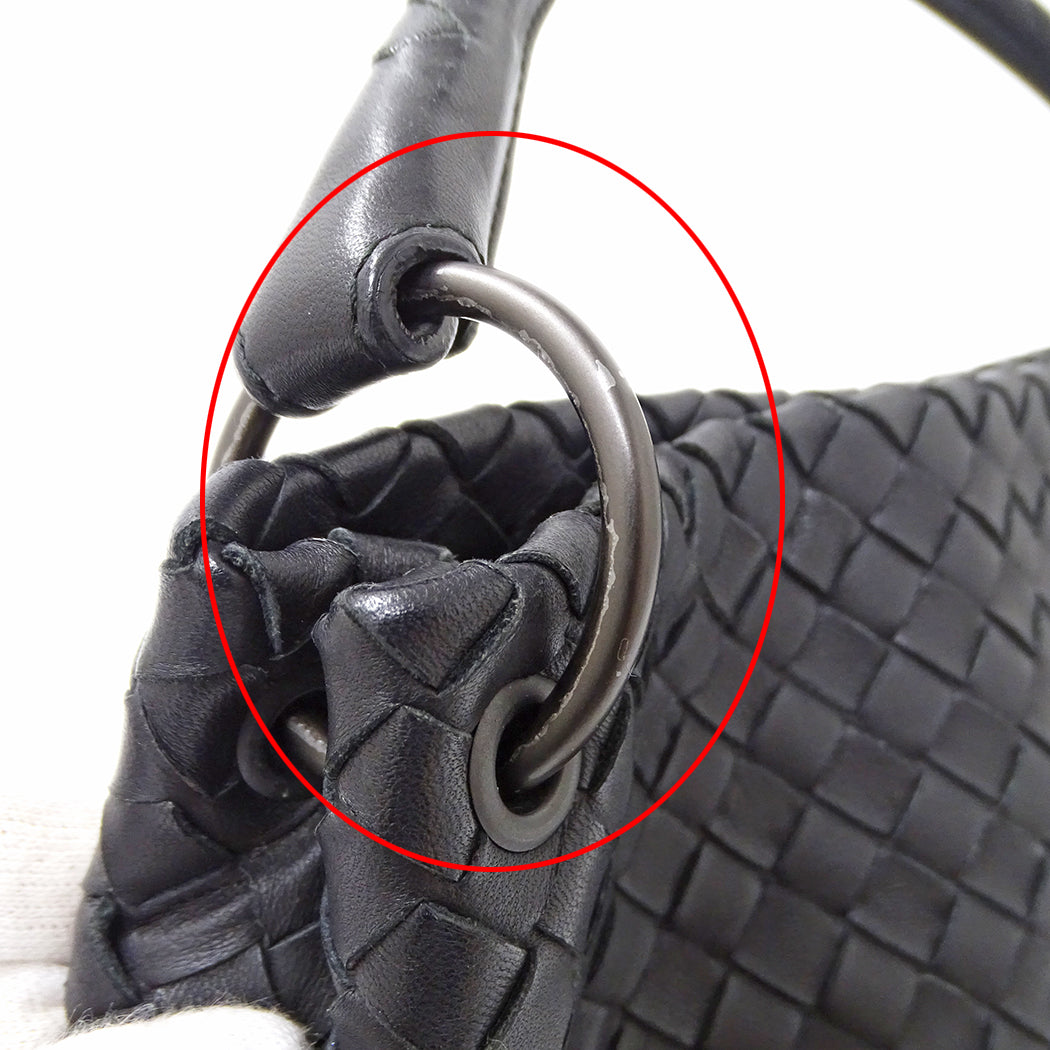 BOTTEGAVENETA ボッテガ・ヴェネタ ハンドバッグ イントレチャート ブラック レザー レディース 【中古】