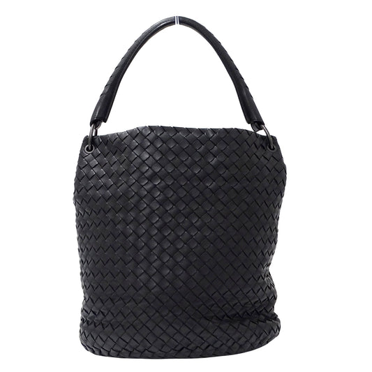 BOTTEGAVENETA ボッテガ・ヴェネタ ハンドバッグ イントレチャート ブラック レザー レディース 【中古】