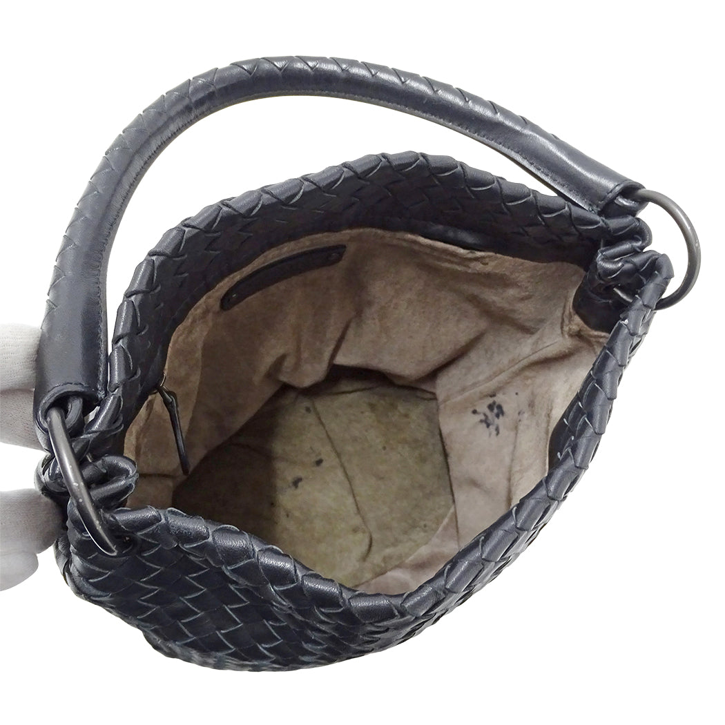 BOTTEGAVENETA ボッテガ・ヴェネタ ハンドバッグ イントレチャート ブラック レザー レディース 【中古】