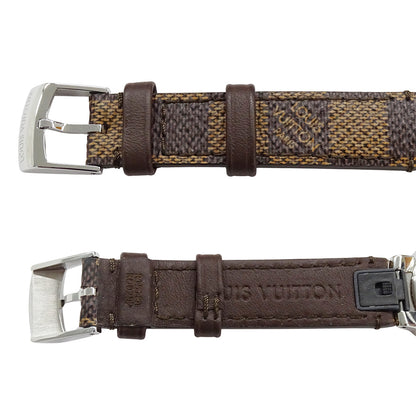 LOUIS VUITTON ルイ・ヴィトン タンブ―ル スリム Q12MG レディース 腕時計 8Pダイヤモンド クオーツ SS レザー 磨き済み【中古】