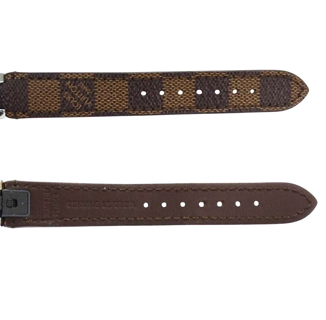 LOUIS VUITTON ルイ・ヴィトン タンブ―ル スリム Q12MG レディース 腕時計 8Pダイヤモンド クオーツ SS レザー 磨き済み【中古】