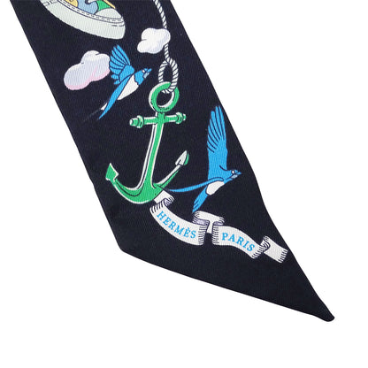 HERMES エルメス SUR MON NUAGE 私の雲 スカーフ ツイリー ブラック シルク レディース 【中古】