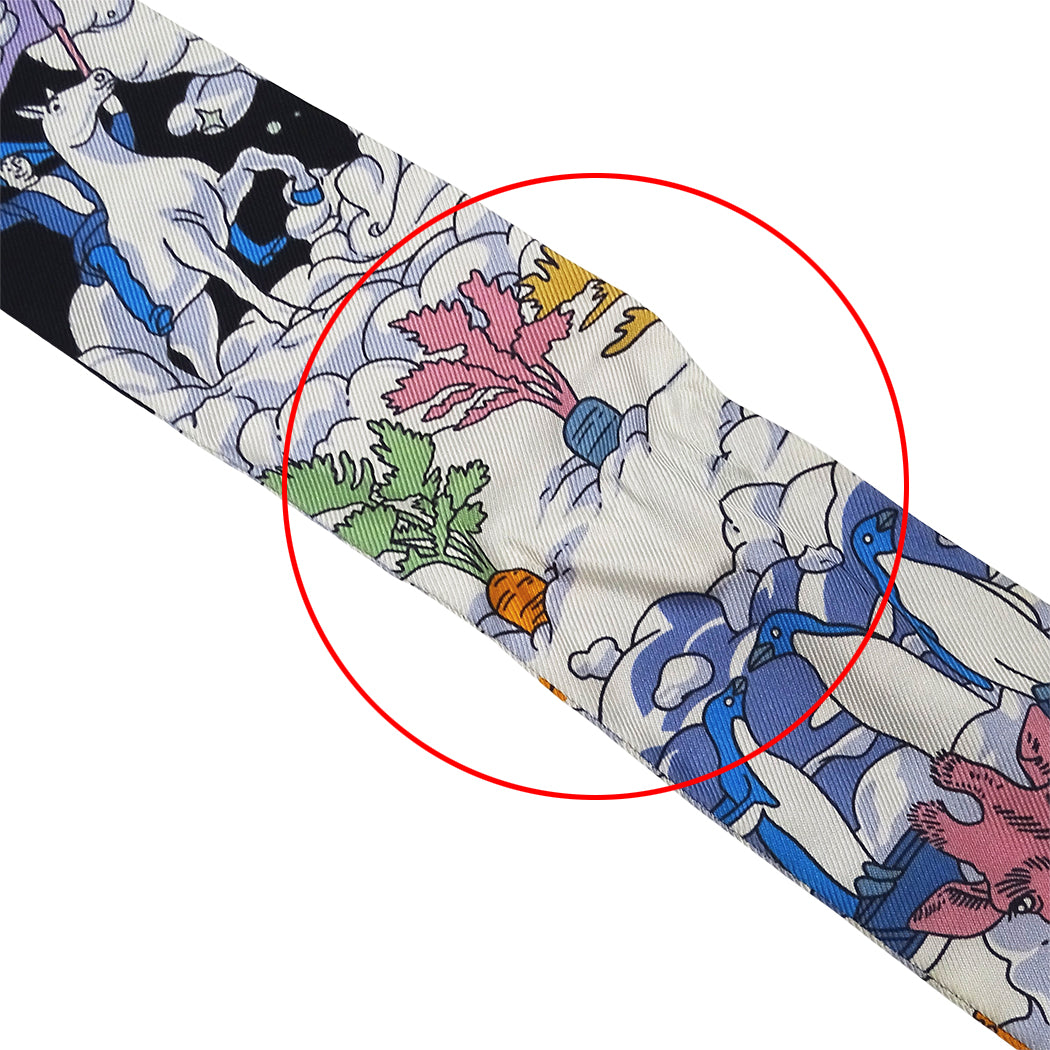 HERMES エルメス SUR MON NUAGE 私の雲 スカーフ ツイリー ブラック シルク レディース 【中古】