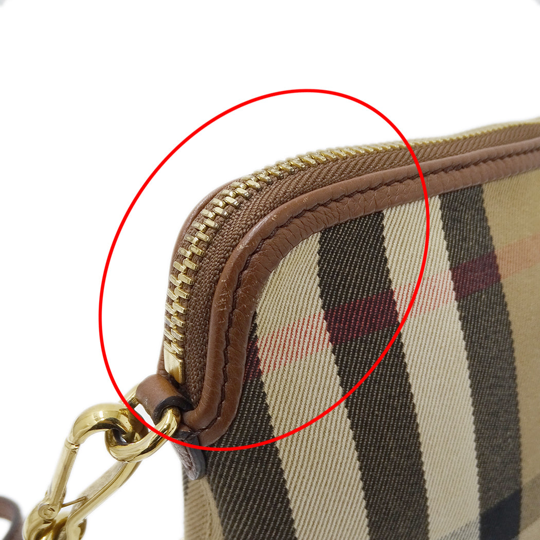 BURBERRY バーバリー ショルダーバッグ ブラウン キャンバス レディース 【中古】