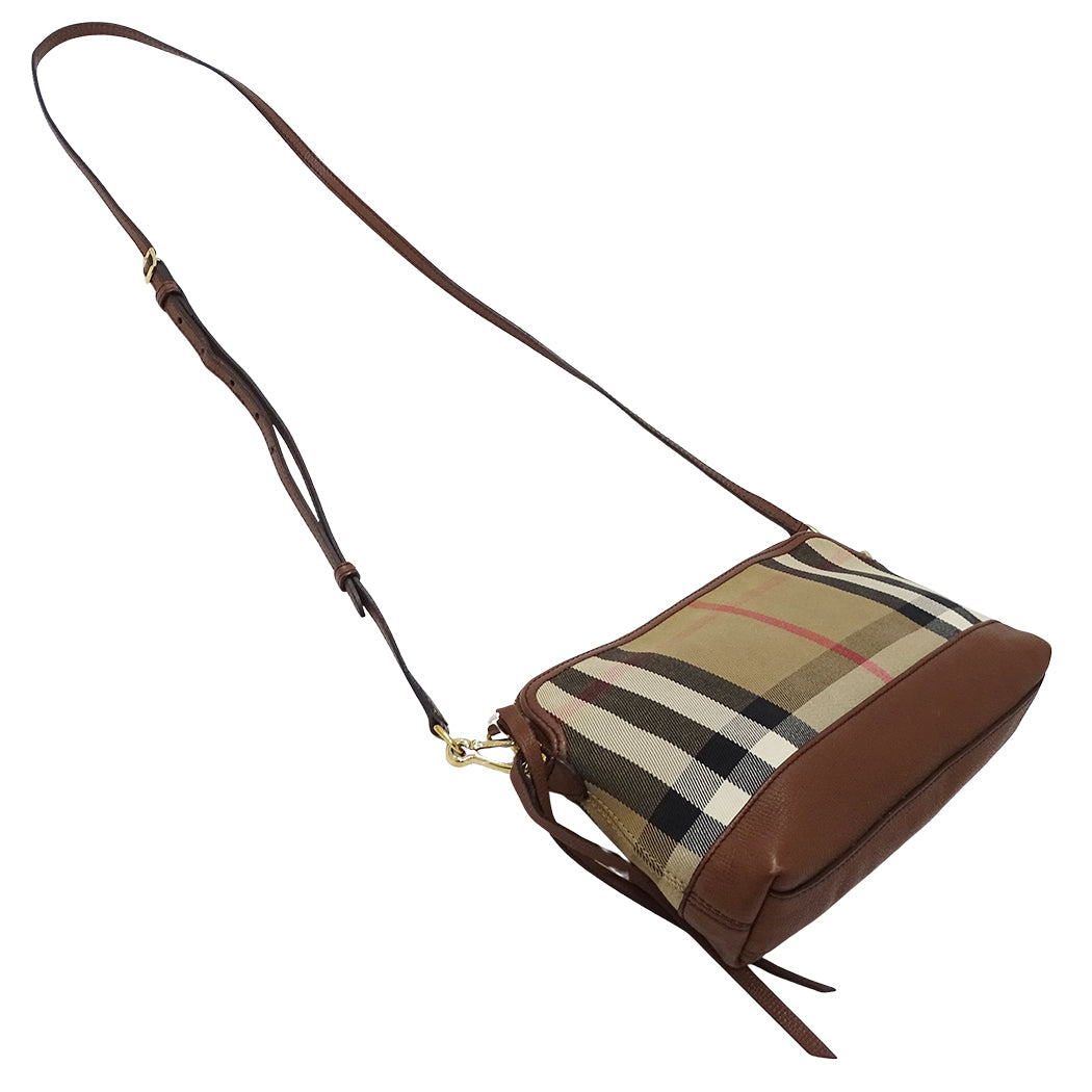 BURBERRY バーバリー ショルダーバッグ ブラウン キャンバス レディース 【中古】