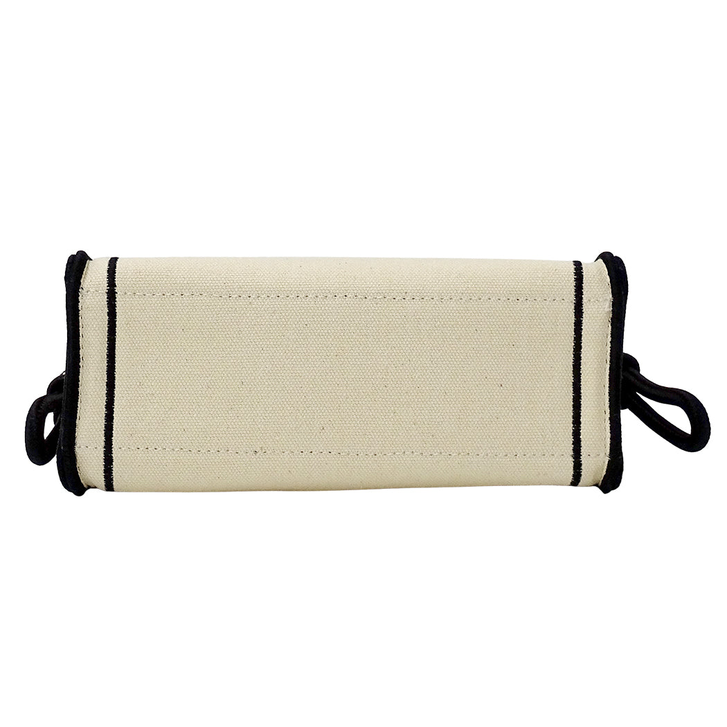 FENDI フェンディ ローマ ショッパー トート ミニ 2wayバッグ ホワイト ブラック 8BH380 キャンバス レディース 【中古】