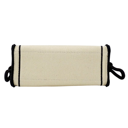 FENDI フェンディ ローマ ショッパー トート ミニ 2wayバッグ ホワイト ブラック 8BH380 キャンバス レディース 【中古】