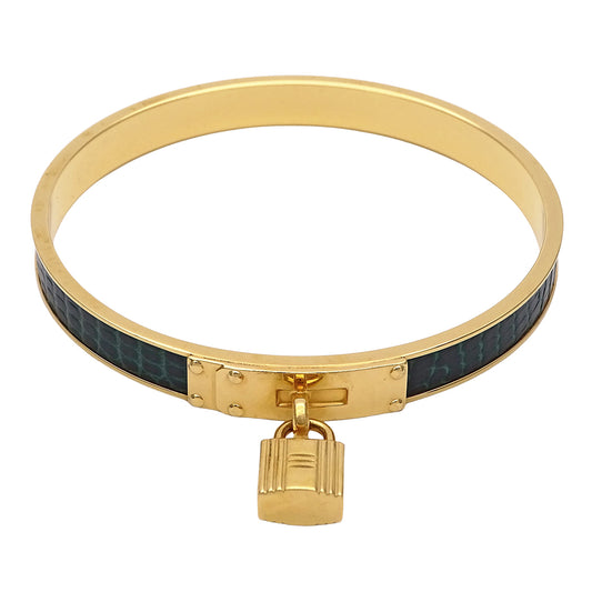HERMES エルメス ケリー バングル GP グリーン ゴールド レディース メンズ 【中古】
