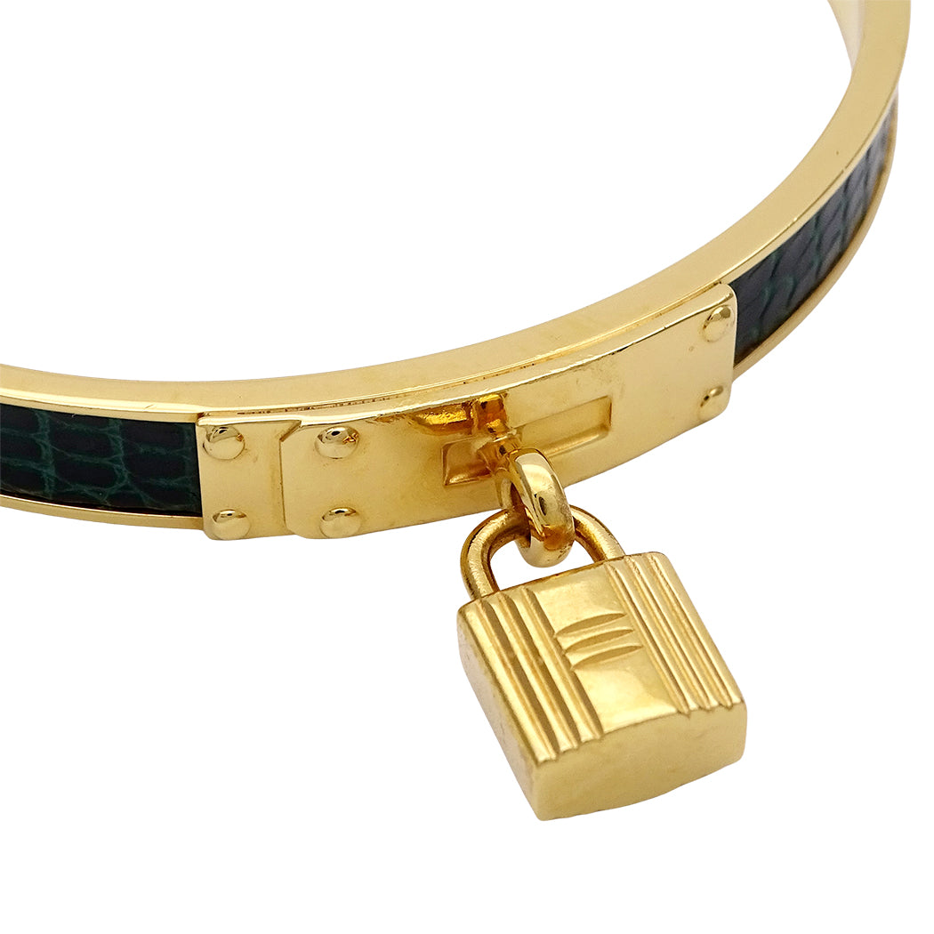 HERMES エルメス ケリー バングル GP グリーン ゴールド レディース メンズ 【中古】