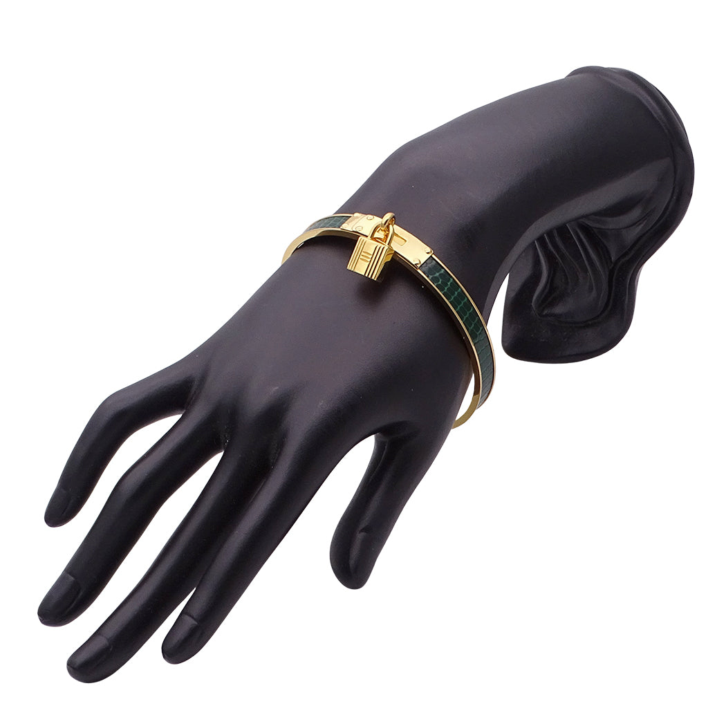 HERMES エルメス ケリー バングル GP グリーン ゴールド レディース メンズ 【中古】