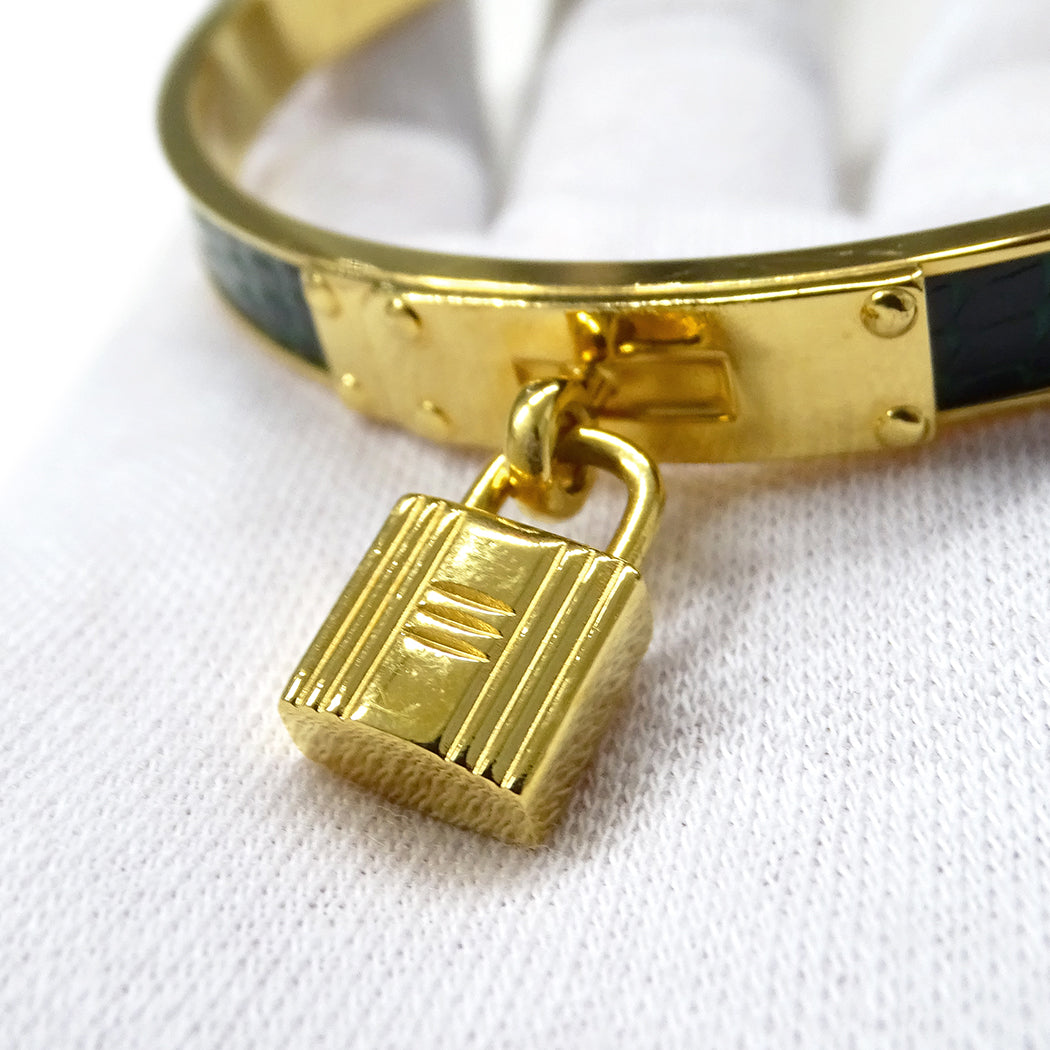 HERMES エルメス ケリー バングル GP グリーン ゴールド レディース メンズ 【中古】