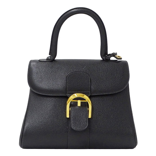 Delvaux デルヴォー ブリヨン PM ハンドバッグ ブラック ゴールド金具 カーフ レディース 【中古】