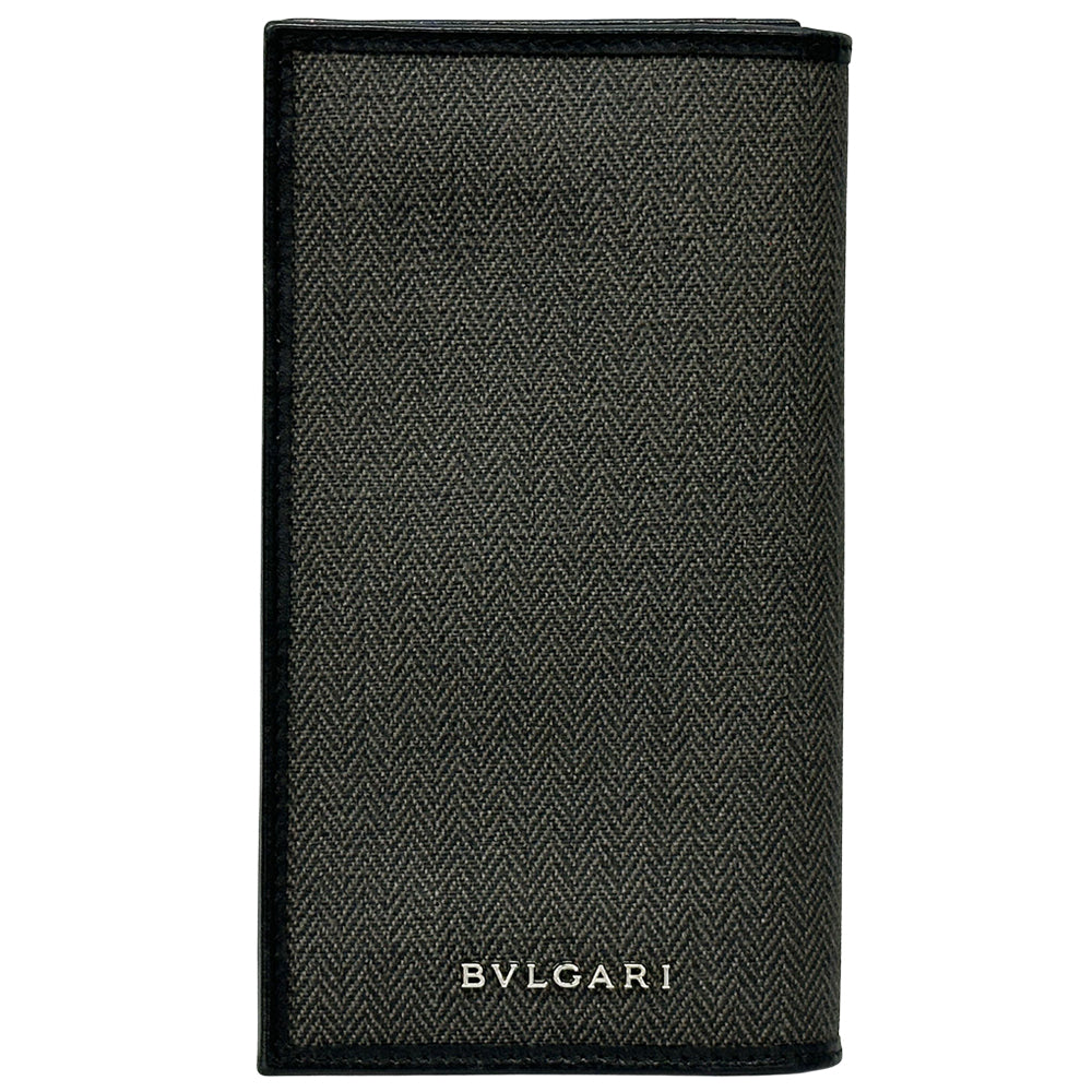 BVLGARI ブルガリ 長財布 ウィークエンド グレー ブラック PVC メンズ 【中古】