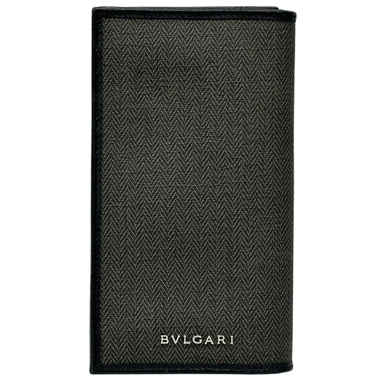 BVLGARI ブルガリ 長財布 ウィークエンド グレー ブラック PVC メンズ 【中古】